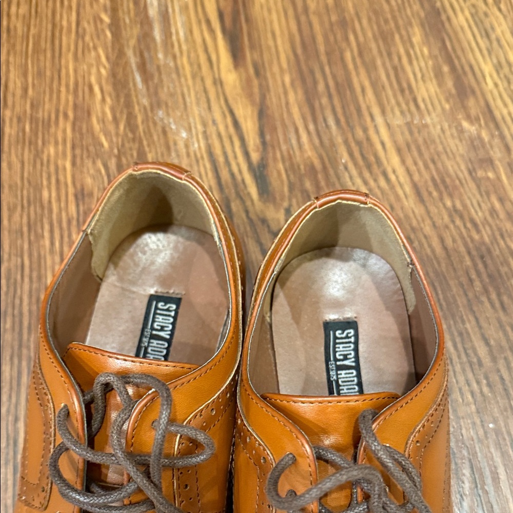 Stacy Adams Boys Tan Leather Cap-Toe Dress Shoes - Picture 3 of 5